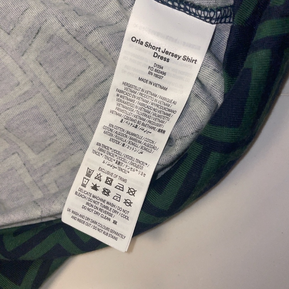 Boden Orla Dark Green/ Navy Geometric Midi Shirt Dress 12 L - Picture 6 of 9